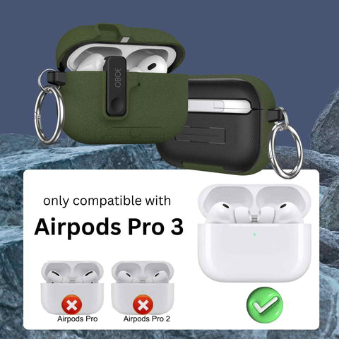 Oboe Aegis Case 'COMPATIBLE WITH' Apple Airpods Pro 3 Case Full Protection Cover with Phone Stand, Magnetic Lock & Keyring (Blue) [AIRPODS & CHARGING CASE NOT INCLUDED]
