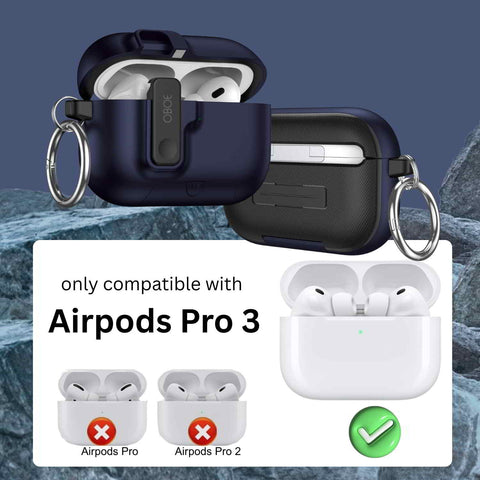 Oboe Aegis Case 'COMPATIBLE WITH' Apple Airpods Pro 3 Case Full Protection Cover with Phone Stand, Magnetic Lock & Keyring (Blue) [AIRPODS & CHARGING CASE NOT INCLUDED]