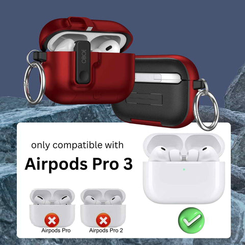 Oboe Aegis Case 'COMPATIBLE WITH' Apple Airpods Pro 3 Case Full Protection Cover with Phone Stand, Magnetic Lock & Keyring (Blue) [AIRPODS & CHARGING CASE NOT INCLUDED]