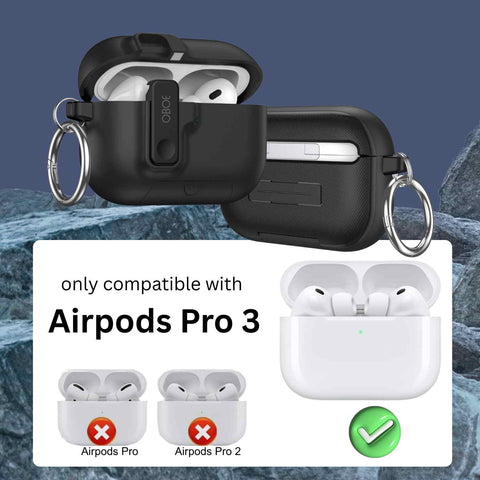 Oboe Aegis Case 'COMPATIBLE WITH' Apple Airpods Pro 3 Case Full Protection Cover with Phone Stand, Magnetic Lock & Keyring (Blue) [AIRPODS & CHARGING CASE NOT INCLUDED]