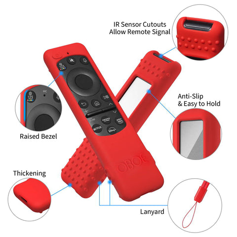 Oboe Silicone Tv Remote Cover Compatible with Samsung Smart Tv Remote 2025 Half Wrap Case with Lanyard [Remote NOT Included]