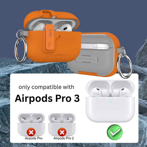 Oboe Aegis Case 'COMPATIBLE WITH' Apple Airpods Pro 3 Case Full Protection Cover with Phone Stand, Magnetic Lock & Keyring (Blue) [AIRPODS & CHARGING CASE NOT INCLUDED]