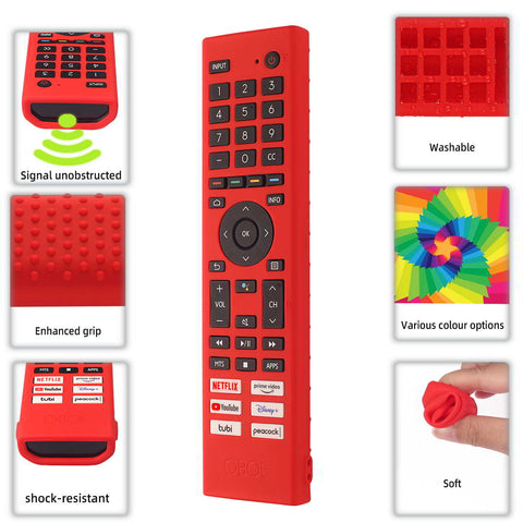 Oboe Silicone Tv Remote Cover Compatible with Hisense Tv Remote ERF380 Hisense Voice Remote Protective Case with Lanyard