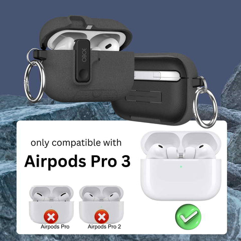 Oboe Aegis Case 'COMPATIBLE WITH' Apple Airpods Pro 3 Case Full Protection Cover with Phone Stand, Magnetic Lock & Keyring (Blue) [AIRPODS & CHARGING CASE NOT INCLUDED]