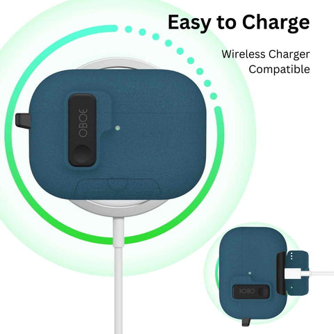 Oboe Aegis Case 'COMPATIBLE WITH' Apple Airpods Pro 3 Case Full Protection Cover with Phone Stand, Magnetic Lock & Keyring (Blue) [AIRPODS & CHARGING CASE NOT INCLUDED]