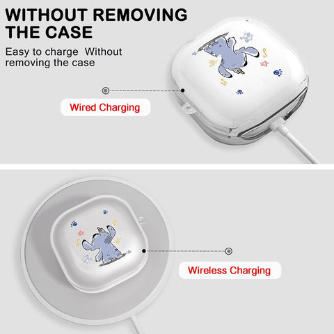 Oboe Case 'Compatible with' Samsung Galaxy Buds FE (2023), Buds 2 Pro (2022), Galaxy Buds 2 (2021), Galaxy Buds Pro (2021), Buds Live with Keyring (Cartoon Case) [Buds & Charging CASE NOT Included]