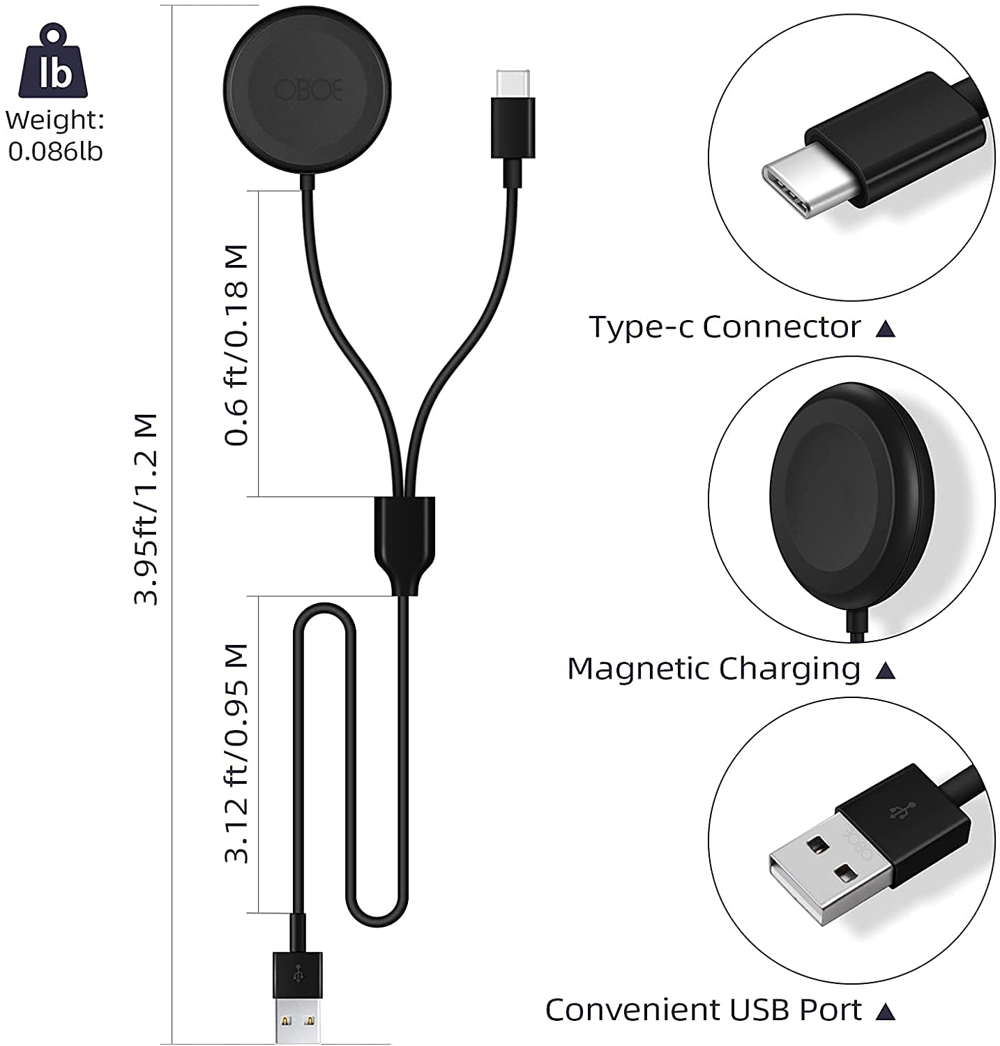 Oboe Wireless Charging Dock for Samsung Galaxy Watch 4/3/Active