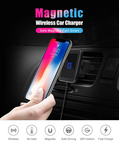 Oboe Magnetic 10W Wireless Fast Charger for car AC air vent mount