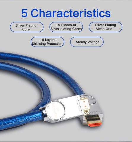 Oboe 1.0M HDMI 2.1 Cable support 8K@60Hz, 4K@120Hz, 48Gbps-Ethernet, eARC, Dolby Atmos Vision HDR10 4.4.4 Chroma, HDCP2.2, Up to 7680-by-4320 Resolution