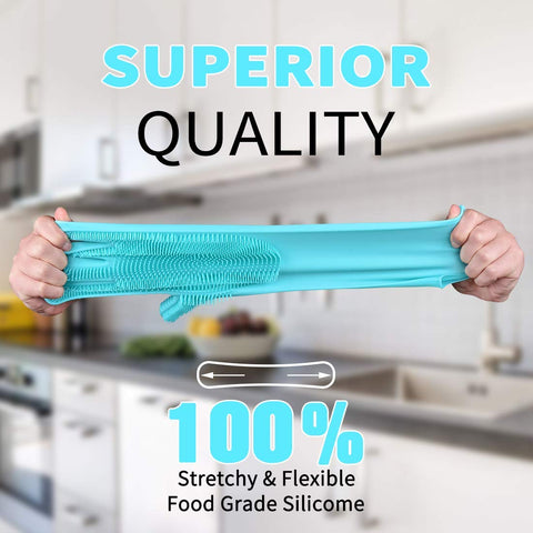 Multipurpose Anti-slip Silicone Gloves Reusable Dishwashing Scrubbing Gloves (1 Pair/ 2 Pcs) Blue