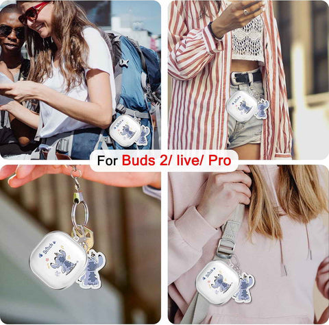 Oboe Case 'Compatible with' Samsung Galaxy Buds FE (2023), Buds 2 Pro (2022), Galaxy Buds 2 (2021), Galaxy Buds Pro (2021), Buds Live with Keyring (Cartoon Case) [Buds & Charging CASE NOT Included]