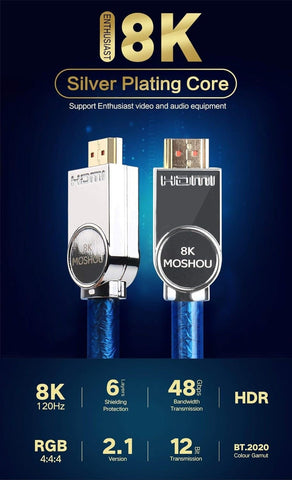 Oboe 1.0M HDMI 2.1 Cable support 8K@60Hz, 4K@120Hz, 48Gbps-Ethernet, eARC, Dolby Atmos Vision HDR10 4.4.4 Chroma, HDCP2.2, Up to 7680-by-4320 Resolution