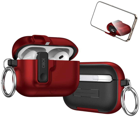 Oboe Aegis Case 'COMPATIBLE WITH' Apple Airpods Pro 3 Case Full Protection Cover with Phone Stand, Magnetic Lock & Keyring (Blue) [AIRPODS & CHARGING CASE NOT INCLUDED]