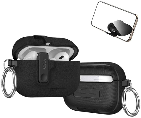 Oboe Aegis Case 'COMPATIBLE WITH' Apple Airpods Pro 3 Case Full Protection Cover with Phone Stand, Magnetic Lock & Keyring (Blue) [AIRPODS & CHARGING CASE NOT INCLUDED]