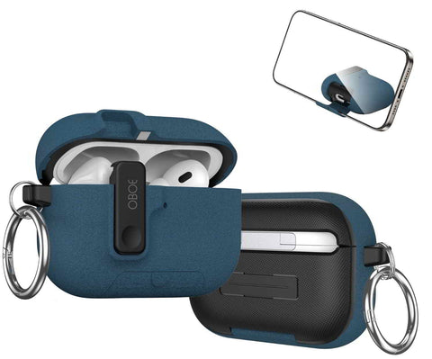Oboe Aegis Case 'COMPATIBLE WITH' Apple Airpods Pro 3 Case Full Protection Cover with Phone Stand, Magnetic Lock & Keyring (Blue) [AIRPODS & CHARGING CASE NOT INCLUDED]