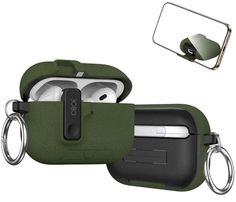 Oboe Aegis Case 'COMPATIBLE WITH' Apple Airpods Pro 3 Case Full Protection Cover with Phone Stand, Magnetic Lock & Keyring (Blue) [AIRPODS & CHARGING CASE NOT INCLUDED]