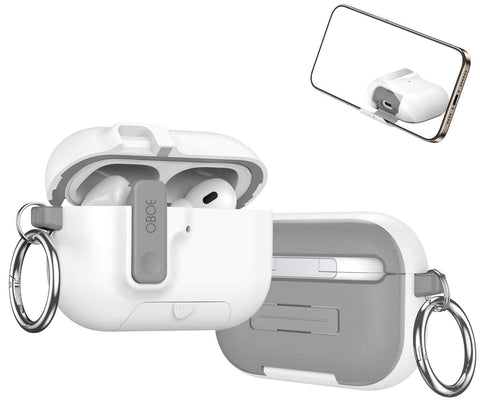 Oboe Aegis Case 'COMPATIBLE WITH' Apple Airpods Pro 3 Case Full Protection Cover with Phone Stand, Magnetic Lock & Keyring (Blue) [AIRPODS & CHARGING CASE NOT INCLUDED]