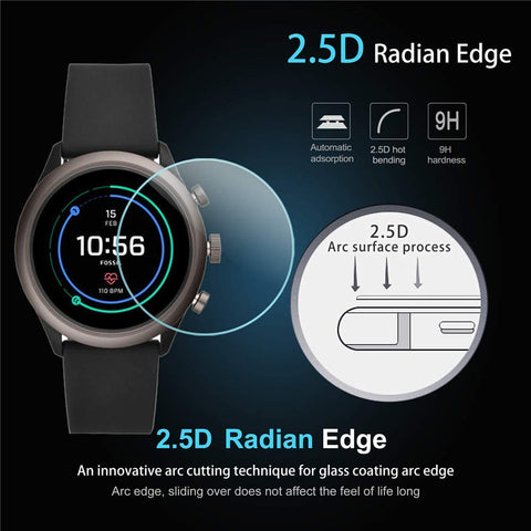 Oboe 41mm Screen Tempered Guard Compatible with Fossil Sport Smartwatch